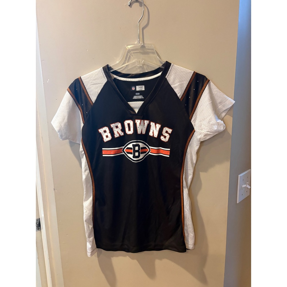 NFL Team Apparel Cleveland Browns Womens Brown Mesh Jersey Top Size Medium